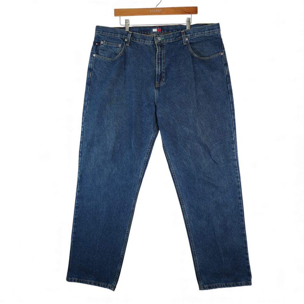 Vintage Tommy Hilfiger‎ Jeans Mens 42x32 Blue Dark Wash Straight Leg Y2K 2001